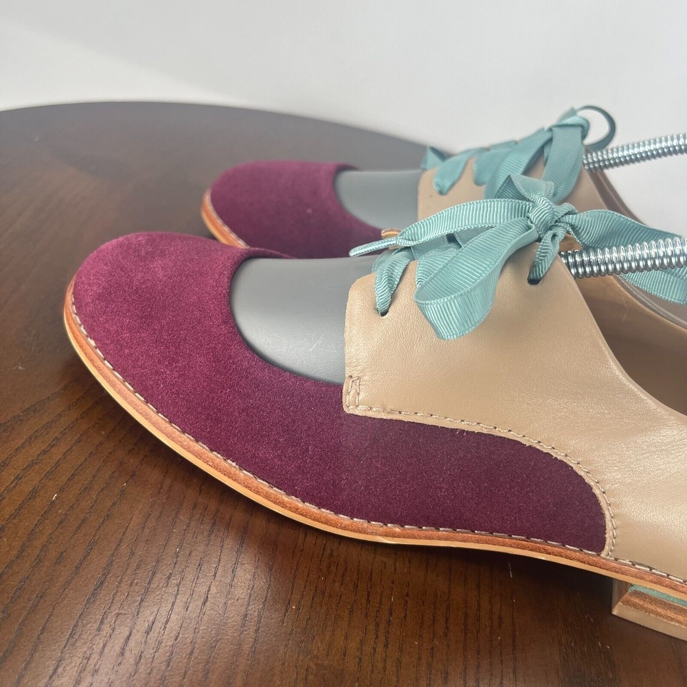 Pilcro And The Letterpress Shoes Women 7M Reddish Purple Suede Mary Jane Lace Up - Picture 13 of 16